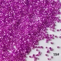 Macro shot of 2mm purple silver-lined glass bugle beads for DIY jewelry making color 19# - 50g (Approx. 5200 Pcs) / Magenta Purple (19#)
