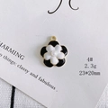 Macro shot of camellia flower charm with black enamel and pearl for DIY jewelry - 4#