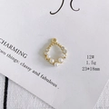 Detailed view of pear-shaped gold pendant with pearls and rhinestones, 23x18mm size - 12#