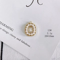 Detail of oval gold alloy pendant with white pearl border for DIY jewelry making - 13#