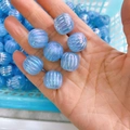 Perle in acrilico zucca azzurro con rivestimento arcobaleno per creazione gioielli fai da te - Perlina Piatta a Zucca Blu Chiaro Cangiante (A31#)