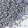 Macro shot of 4mm frosted blue-purple gradient glass seed beads for DIY jewelry making - Blue-Purple Gradient Frosted Style (12#) / 450g Pack (Approx. 5400 Pieces) / Blue Purple Gradient