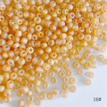 Close-up of 4mm frosted orange seed beads for DIY jewelry making with matte finish and 16# code - Orange-Yellow Pearlescent Style (16#) / 450g Pack (Approx. 5400 Pieces) / Orange Yellow