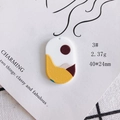 Macro view of acrylic oval pendant with abstract landscape art for DIY jewelry - Abstract Landscape Red Sun (3#)