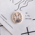 Detail view of 39x33mm bunny relief acrylic pendant with weights and dimensions shown - Vintage Illustration Rabbit Wreath (8#)