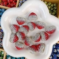 Perle cœur en strass avec dégradé rouge et blanc pour la création de bijoux DIY - Forme de Cœur / 24x19x14mm / Dégradé Rouge