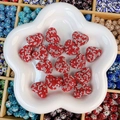 Perles en forme de cœur avec strass rouges et blancs pour bijoux DIY et artisanat - Forme de Cœur / 24x19x13mm / Rouge Ciel Étoilé