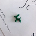 Detail of a green balloon dog charm with polished finish on a white jewelry display card - Green (5#)
