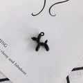 Glossy black balloon dog pendant with top ring connector for DIY earring making - Glossy Black