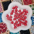 Perle de strass rouge en forme de cœur pour la création de bijoux DIY et l'artisanat - Forme de Cœur / 15x14x10mm / Rouge Jaune Blanc Ciel Étoilé