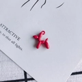 Vibrant red balloon dog alloy pendant with glossy finish for DIY jewelry making - Bright Red