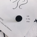 Minimalist matte black round acrylic stud earring in size 16mm on white display card - 16# Black Matte