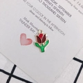 Detailed view of tulip enamel charm with red petals and green leaves for DIY jewelry - Retro Red Leaf Tulip (2#)