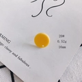 Round yellow acrylic earring pendant, 16mm DIY jewelry component on white card - 20# Yellow