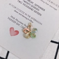 Macro detail of enamel flower charm with gold trim and colorful petals for DIY jewelry - Macaron Five-Color Enamel Flower (7#)