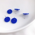 Royal blue round acrylic earring components with silver posts and glossy finish - 27# Glossy Royal Blue