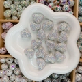 Perle de cœur en strass AB scintillante avec effet aurore pour la création de bijoux - Cœur / 24x19x13mm / Blanc AB