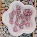 Perles DIY en forme de cœur rose incrustées de strass AB colorés et scintillants - Cœur / 24x19x13mm / Rose AB Ciel Étoilé