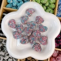 Perles en forme de cœur avec strass roses et bleus pour la création de bijoux DIY - Cœur / 24x19x14mm / Pavé Rose et Bleu Mélange
