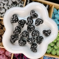Perles étincelantes en forme de cœur noir avec strass cristal pour bijoux DIY - Cœur / 24x19x14mm / Pavé Noir