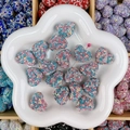 Perles en forme de cœur avec strass brillants pour création de bijoux DIY - Cœur / 24x19x13mm / Pavé Bleu et Rose Mélange