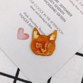 Pendentif chat en résine écaille avec détails cœur dorés sur carte blanche - Style Écaille de Tortue Ambre (5#)