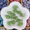 Perle cœur strass vert clair avec cristaux pavés pour la création de bijoux DIY - Cœur / 24x19x13mm / Pavé Vert Herbe AB