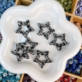 5 breloques étoile creuses avec strass noirs et argentés pour bijoux artisanaux - Pentagramme / 35x35x6mm / Noir