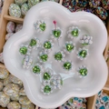 Perle strass cœur vert avec bordure perles pour création de bijoux DIY artisanat - Coeur Perle / 16mm / Vert