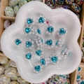 Breloques cœur bleu avec perles et strass pour la fabrication de bijoux DIY - Coeur Perle / 16mm / Bleu