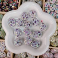 Perles faites main en cristal violet et strass aurora pour la création de bijoux - Oval Shell Style / 21x26x13mm / Violet