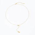 Collana minimalista in acciaio placcato oro 14K con pendente a fagiolo e tag Lucky - Collana con Pendente Lucky a Chicco Dorata (Stile E)