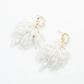 Elegant drop earrings with white pearls and sparkling crystal tassels on gold studs - Water Drop Gem