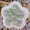 Perles ovales vertes en strass avec incrustation de nacre pour bijoux DIY - Oval Shell Style / 21x26x13mm / Vert