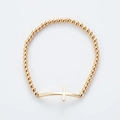 Pulsera artesanal de cuentas doradas con dije de cruz horizontal para hombres y mujeres - Cruz Dorada