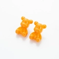 Cute bright orange resin gummy bear stud earrings with shiny translucent finish - Orange