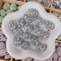 Perle ovale en nacre avec strass arc-en-ciel pour bijoux DIY et bracelets - Oval Shell Style / 21x26x13mm / Base Noire
