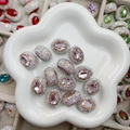 Perles de cristal ovales avec strass roses pour la fabrication de bijoux DIY créatifs - Style Princesse de l'Ouest / 23x19x15mm / Rose