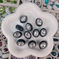 Strass ovales noirs avec grand cristal et accents colorés pour bijoux artisanaux DIY - Style Princesse de l'Ouest / 24x18x15mm / Noir AB