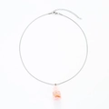 Charming silver snake chain necklace with a pink mini wishing bottle floral pendant - Stainless Steel Pink
