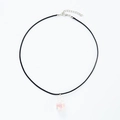 Detail of creative glass bottle necklace with pink liquid and black braided cord - Cord White