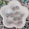 Pendentif en cristal étincelant en forme de poire pour création de bijoux DIY - Larme / 25x18x11mm / Blanc