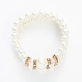 Elegantes Bohème Doppelperlenarmband Set mit Strasssteinen und goldenen Akzenten - Klar (D4)