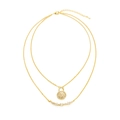 Dettaglio collana doppia dorata con pendente a lucchetto e chiusura regolabile - Stile Lucchetto a Doppio Strato (F49)