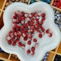 Perles shamballa strass rouge et blanc pour bijoux DIY et bracelets faits à la main - Rond / 10mm / Dégradé de Rouge d'Argile