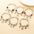 Elegant Tree of Life charm bracelets with colorful crystal beads and silver snake chain - Multicolor Combination Style (YLSL-0063)