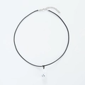 Detail of transparent bear pendant on black woven cord necklace with adjustable clasp - Black Leather Cord Style / Clear (Black Leather Cord)