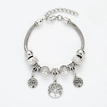 Silver tree of life charm bracelet with snake chain and crystal beads for women - White Tree Of Life Style (YLSL-0063)