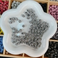 Perles boule disco strass argentées pour la fabrication de bijoux artisanaux DIY - Rond / 8mm / Noir et Blanc