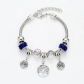 Silbernes Lebensbaum-Armband mit blauen Kristallperlen und Schlangenkette - Blau Lebensbaum Stil (YLSL-0063)